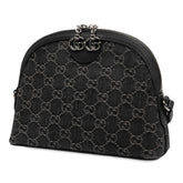 グッチ GGデニム ショルダーバッグ 499621 ブラック デニム レザー レディース GUCCI 【中古】